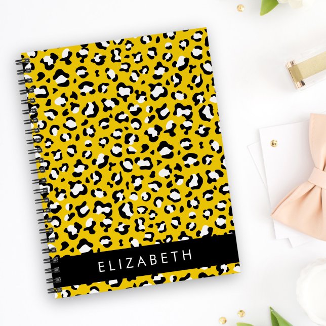 Leopard Print, Spots, Gult Leopard, ditt namn Anteckningsbok (Skapare uppladdad)