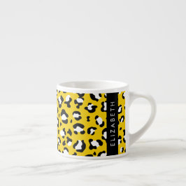 Leopard Print, Spots, Gult Leopard, ditt namn Espressomugg