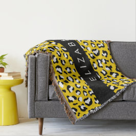 Leopard Print, Spots, Gult Leopard, ditt namn Filt