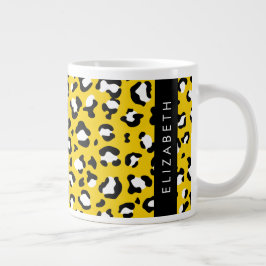Leopard Print, Spots, Gult Leopard, ditt namn Jumbo Mugg