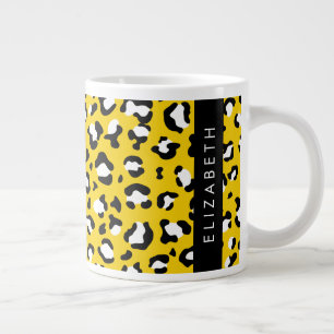 Leopard Print, Spots, Gult Leopard, ditt namn Jumbo Mugg