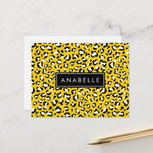 Leopard Print, Spots, Gult Leopard, ditt namn Vykort