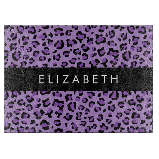 Leopard Print, Spots, Lila Leopard, ditt namn (Framsidan)
