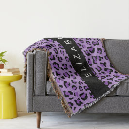 Leopard Print, Spots, Lila Leopard, ditt namn Filt