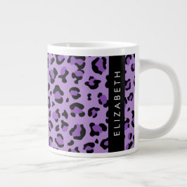 Leopard Print, Spots, Lila Leopard, ditt namn Jumbo Mugg