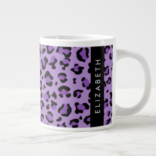 Leopard Print, Spots, Lila Leopard, ditt namn Jumbo Mugg