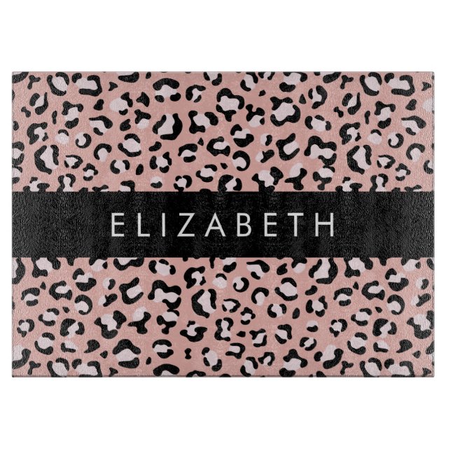 Leopard Print, Spots, Rosa Leopard, ditt namn (Framsidan)