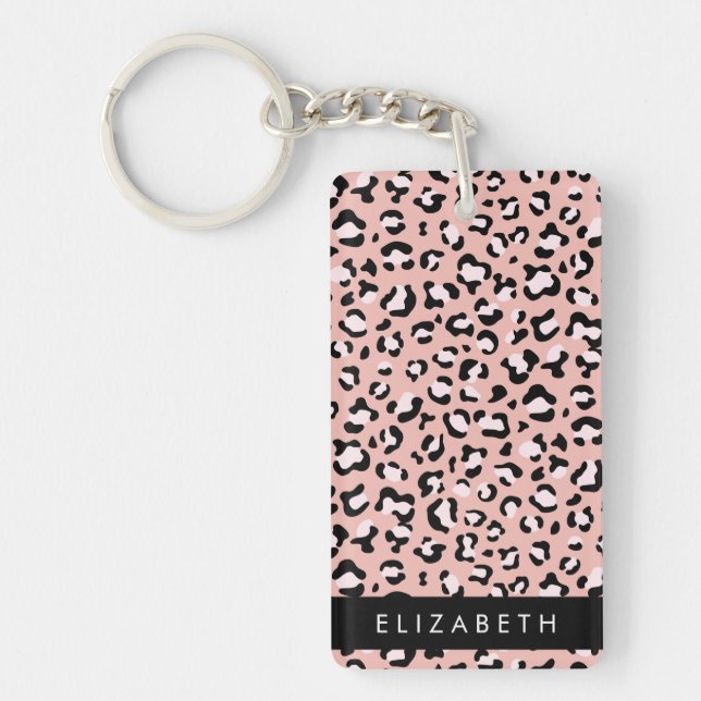 Leopard Print, Spots, Rosa Leopard, ditt namn (Framsidan)