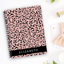 Leopard Print, Spots, Rosa Leopard, ditt namn Anteckningsbok