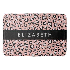 Leopard Print, Spots, Rosa Leopard, ditt namn Badrumsmatta