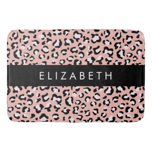 Leopard Print, Spots, Rosa Leopard, ditt namn Badrumsmatta