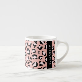 Leopard Print, Spots, Rosa Leopard, ditt namn Espressomugg