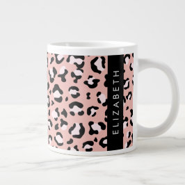 Leopard Print, Spots, Rosa Leopard, ditt namn Jumbo Mugg
