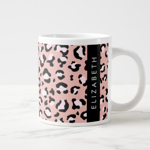 Leopard Print, Spots, Rosa Leopard, ditt namn Jumbo Mugg