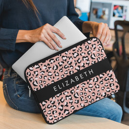 Leopard Print, Spots, Rosa Leopard, ditt namn Laptop Fodral