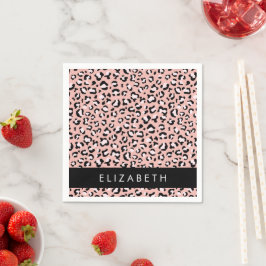Leopard Print, Spots, Rosa Leopard, ditt namn Pappersservett