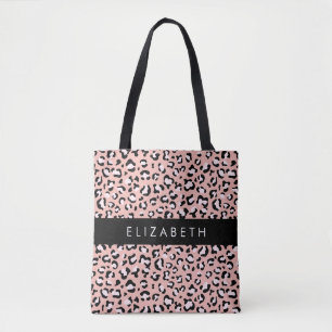 Leopard Print, Spots, Rosa Leopard, ditt namn Tygkasse