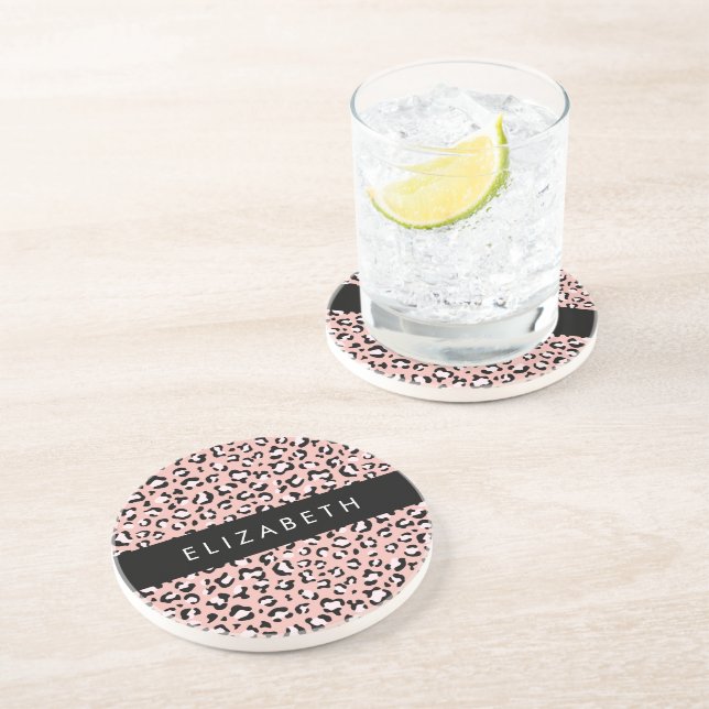 Leopard Print, Spots, Rosa Leopard, ditt namn Underlägg (Sidan)