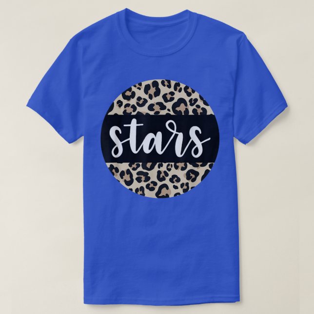 Leopard Print Stars Team Mascot School Spirit Game T Shirt (Design framsida)
