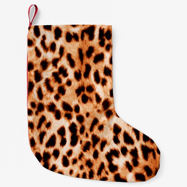 Leopard print struktur liten julstrumpa (Framsidan)