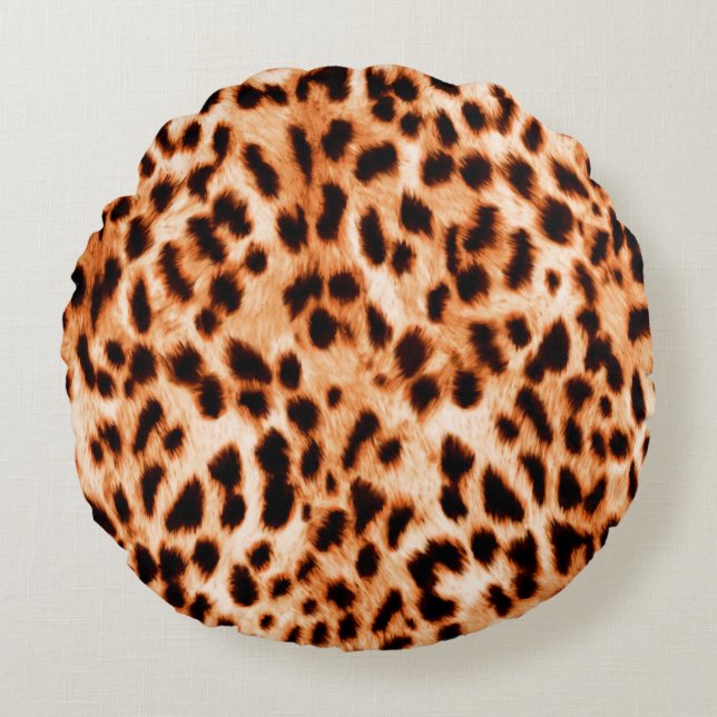Leopard print struktur rund kudde (Framsidan)