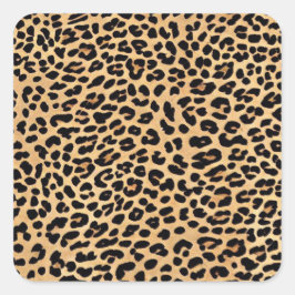 Leopard Print Struktur Square-etikett Fyrkantigt Klistermärke