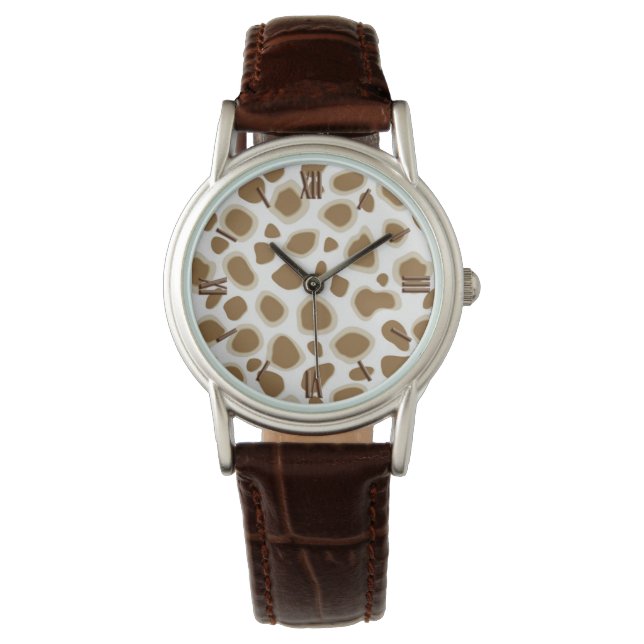Leopard Print - Taupe Tan and White Armbandsur (Framsida)