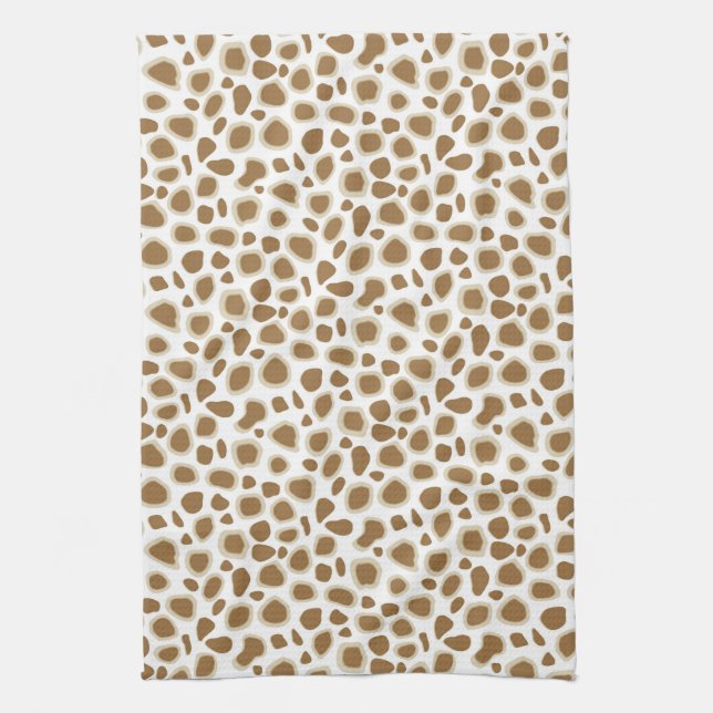 Leopard Print - Taupe Tan and White Kökshandduk (Vertikal)