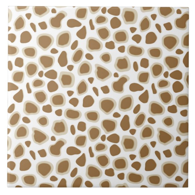 Leopard Print - Taupe Tan och Vit Kakelplatta (Framsidan)