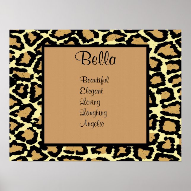 Leopard Print Tonåring Namn Wall Art Poster (Framsidan)