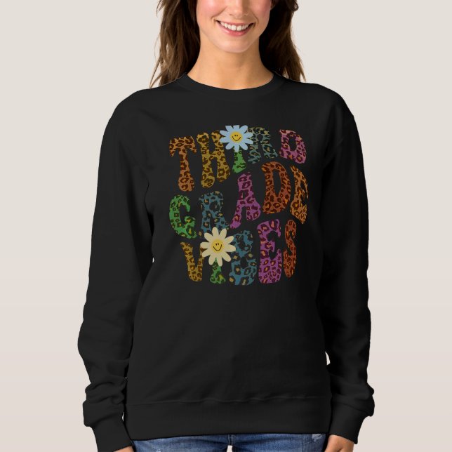 Leopard Print TRED KLASS VIBES Lärare Peace Kärlek T Shirt (Framsida)