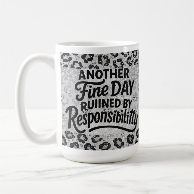 Leopard Print Trygghet Humor Kaffemugg (Vänster)