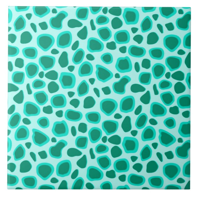 Leopard Print - Turcoise and Aqua Kakelplatta (Framsidan)