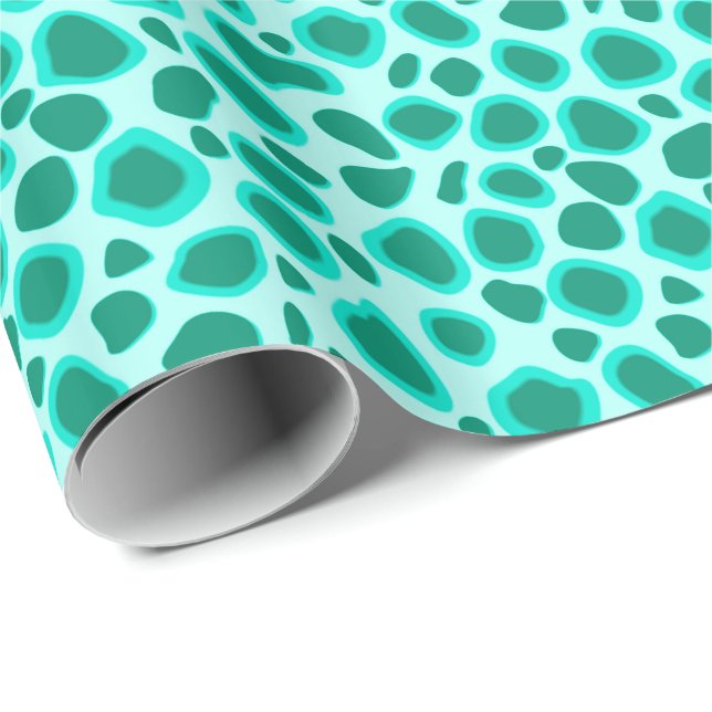 Leopard Print - Turcoise and Aqua Presentpapper (Rullad Hörn)