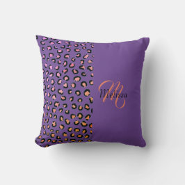 Leopard Print Two Tone Lila Girly Namn Monogram Kudde