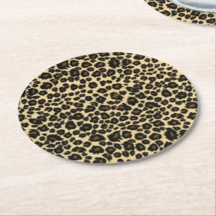 Leopard Print Underlägg Papper Rund