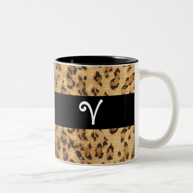 Leopard Print V monogram initialer kaffe Mugg Kopp (Höger)