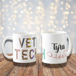 Leopard Print Vet Tech Stethoscope med Namn Kaffemugg