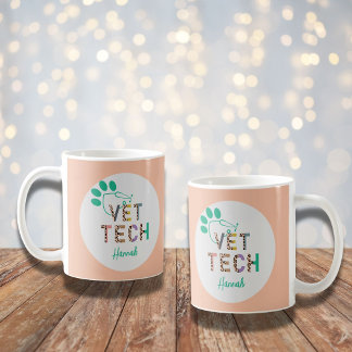 Leopard Print Vet Tech Stethoscope med Namn Kaffemugg