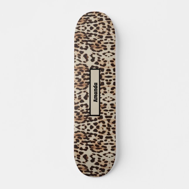 Leopard Print Vild Animal Anpassningsbar Skateboar Mini Skateboard Bräda 18,5 Cm (Framsida)