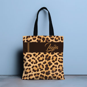 Leopard Print Vild Girly Mönster Personlig Namn Tygkasse