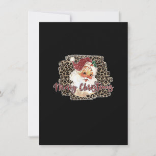 Leopard Print Vintage 70s Santa God jul Inbjudningar