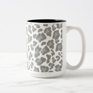 Leopard Print White och Grått Två-Tonad Mugg