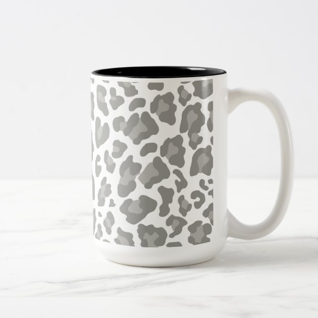 Leopard Print White och Grått Två-Tonad Mugg (Höger)