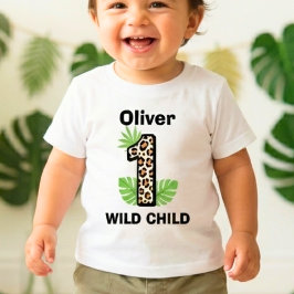 Leopard Print Wild One First Birthday T Shirt