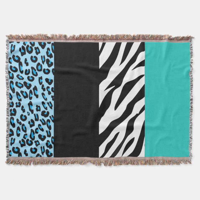 Leopard Print, Zebra tryck, Animal Print, Blue Filt (Framsidan)