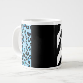 Leopard Print, Zebra tryck, Animal Print, Blue Jumbo Mugg