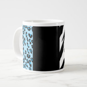 Leopard Print, Zebra tryck, Animal Print, Blue Jumbo Mugg