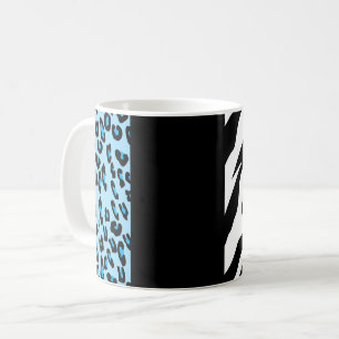 Leopard Print, Zebra tryck, Animal Print, Blue Kaffemugg