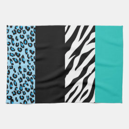 Leopard Print, Zebra tryck, Animal Print, Blue Kökshandduk